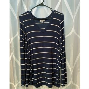 Maternity Blue striped long sleeved shirt